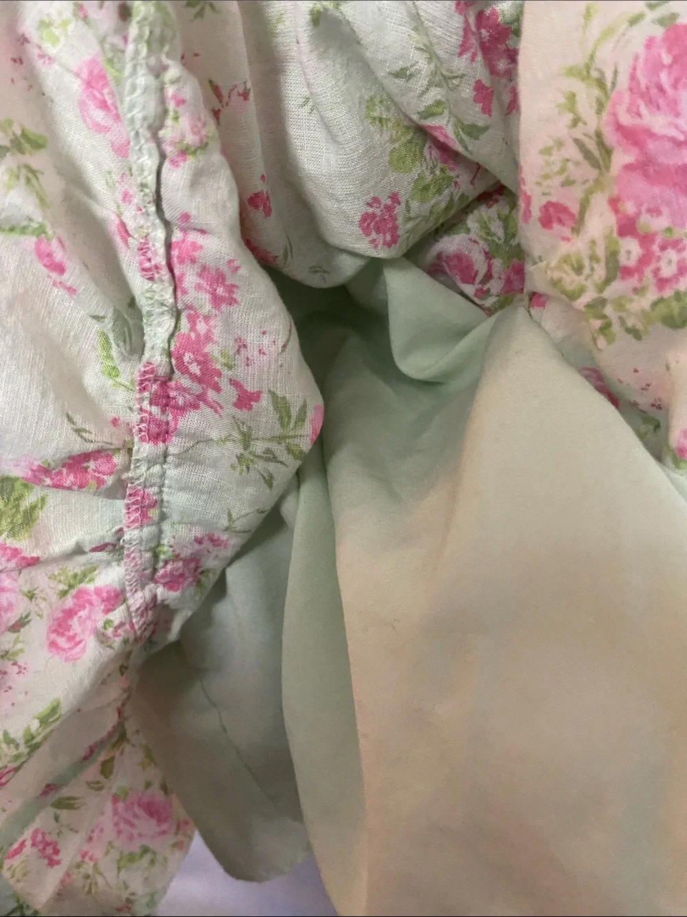 Shabby Chic Pink Floral Sundress on Mint cottagecore